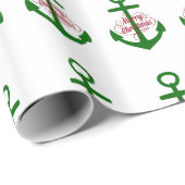 航海ので赤いおよび緑のメリークリスマスのいかり ラッピングペーパー (ロールコーナー)