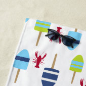 航海ので赤いロブスターのブイのおもしろいの夏のビーチハウス ビーチタオル (インサイチュ)