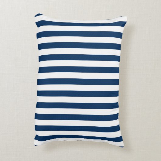 航海ので赤いロブスターのモノグラムの青い白のストライプ アクセントクッション (裏面(縦))