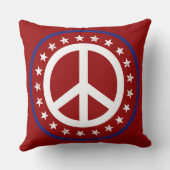 航海ので赤い白くおよび青のピースサインおよび星 クッション (裏面)