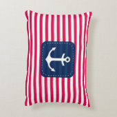 航海ので赤い白のストライプの濃紺の旗のいかり アクセントクッション (裏面(縦))