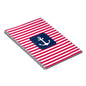 航海ので赤い白のストライプの濃紺の旗のいかり ノートブック (右側)