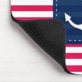 航海ので赤い白のストライプの濃紺の旗のいかり マウスパッド (コーナー)