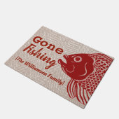 航海ので赤い魚及び暗灰色のヘリンボン ドアマット (アングル)