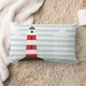 航海ので赤く及び白くストライプのな灯台は縞で飾ります ランバークッション (ブランケット)