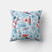 航海ので赤く白くおよび青パターン クッション (裏面)