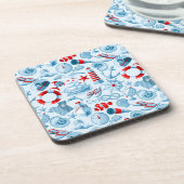 航海ので赤く白くおよび青パターン コースター (左側)