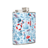 航海ので赤く白くおよび青パターン フラスク (右)