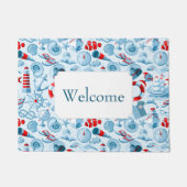 航海ので赤く白く及び青パターン|はあなたの文字を加えます ドアマット (正面)