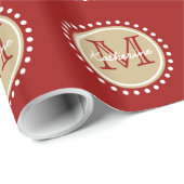 航海ので赤く、クラシックなカーキ色の水玉模様のモノグラム ラッピングペーパー (ロールコーナー)