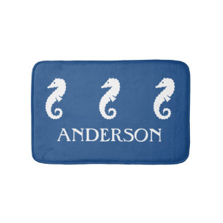 航海ので青いタツノオトシゴの海の創造物のバス・マット バスマット