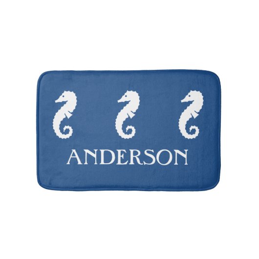 航海ので青いタツノオトシゴの海の創造物のバス・マット バスマット (正面)