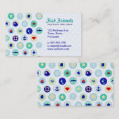 航海ので青い船員パターン 名刺 (正面/裏面)