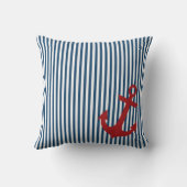 航海ので青いSaliorの赤いいかりは縞で飾ります クッション (裏面)