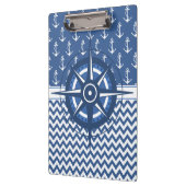 航海ので青および白いいかりおよびシェブロンパターン クリップボード (左)