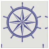 航海ので青および白い船の車輪 ファブリック (クローズアップ)