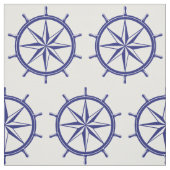航海ので青および白い船の車輪 ファブリック (見本)