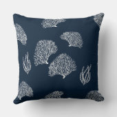 航海ので青く白い珊瑚礁パターン クッション (裏面)