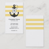 航海ので黄色および灰色のいかりのモノグラム 名刺 (正面/裏面)