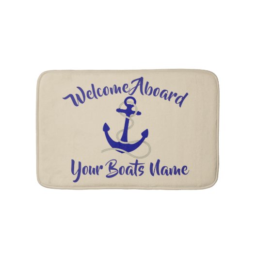 航海のないかりおよびカスタムのボートの名前 バスマット (正面)