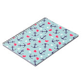 航海のないかりおよびハートパターン ノートブック (左側)