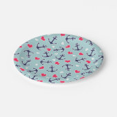 航海のないかりおよびハートパターン ペーパープレート (アングル)