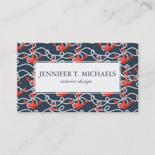 航海のないかりおよびロープパターン 名刺 (正面)