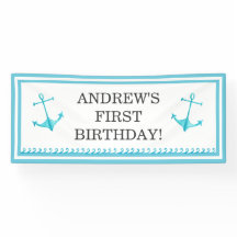 航海のないかりおよび波のスカイブルーの最初誕生日