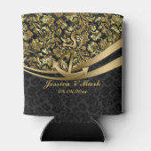 航海のないかりが付いている黒及び金ゴールドのダマスク織 缶クーラー (裏面)