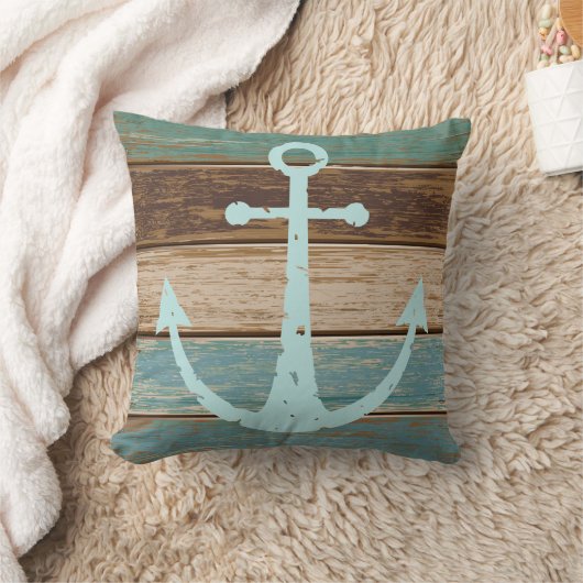 航海のないかりによって風化させる木製の沿岸テーマ クッション (ブランケット)