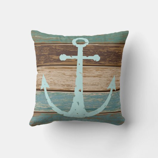 航海のないかりによって風化させる木製の沿岸テーマ クッション (裏面)
