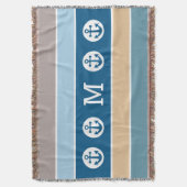 航海のないかりのカスタムなモノグラムの投球毛布 スローブランケット (正面縦)
