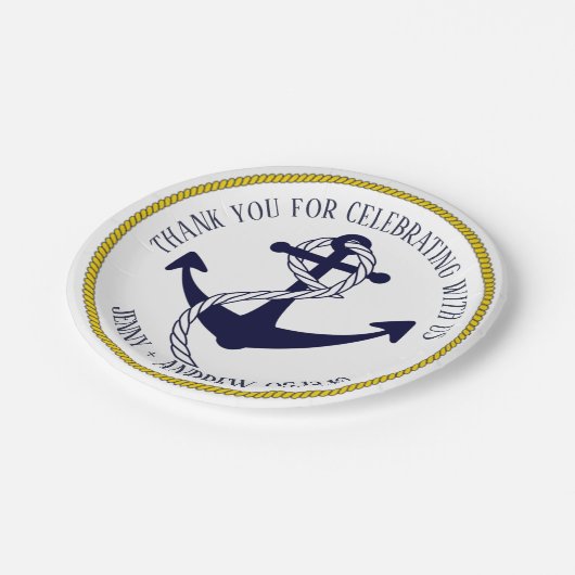 航海のないかりのカスタムな結婚式の紙皿 ペーパープレート (アングル)