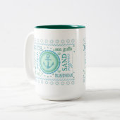 航海のないかりのタイポグラフィのビーチハウスのマグ ツートーンマグカップ (正面左)