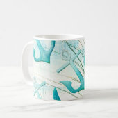 航海のないかりのビーチの海の海岸の沿岸テーマ コーヒーマグカップ (正面左)