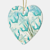 航海のないかりのビーチの海の海岸の沿岸テーマ セラミックオーナメント (左)