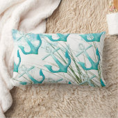 航海のないかりのビーチの海の海岸の沿岸テーマ ランバークッション (ブランケット)