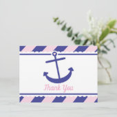 航海のないかりのベビーシャワーはピンク海軍感謝していしています サンキューカード (スタンド正面)