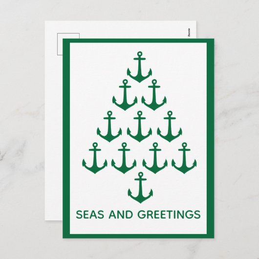 航海のないかりの木の沿岸クリスマス シーズンポストカード (正面/裏面)