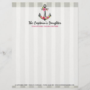 航海のないかりの水彩画のバラのビーチのブティック レターヘッド