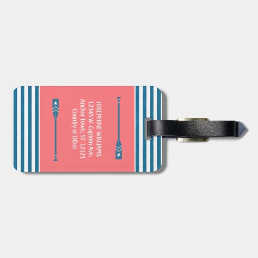 航海のないかりの第1仲間の名前|の珊瑚の青い縞 ラゲッジタグ (裏面横)
