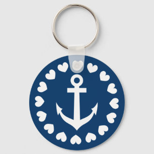 航海のないかりのkeychain の濃紺および白 キーホルダー