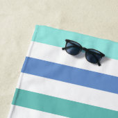 航海のないかりのSeafoamのストライプのでモノグラムのな名前 ビーチタオル (インサイチュ)