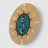 航海のないかりは車輪の舵輪の船員のデザインを出荷します ラージ壁時計 (傾斜)