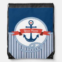 航海のないかりロープのリボンのストライプな赤白青