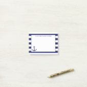 航海のないかり海軍ストライプパーソナライズな4 x 3 ポストイット (デスク上)