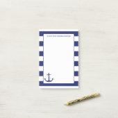 航海のないかり海軍ストライプパーソナライズな4 x 6 ポストイット (デスク上)