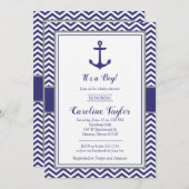 航海のないかり海軍灰色のベビーシャワーの招待状 招待状 (正面/裏面)