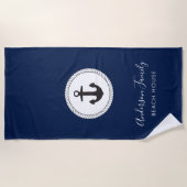 航海のないかり|の手書きの書道家族 ビーチタオル (正面)