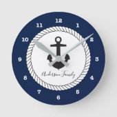 航海のないかり|手書き家族 ラウンド壁時計 (正面)